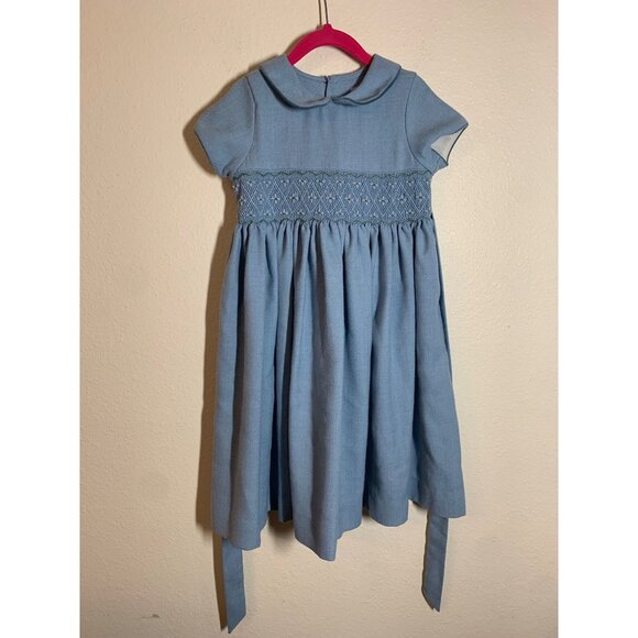 Vintage LVLI & Me Dress Smocked Y2K 90s 80s Fit Flare Party Blue Girls Size 4 - Picture 1 of 8